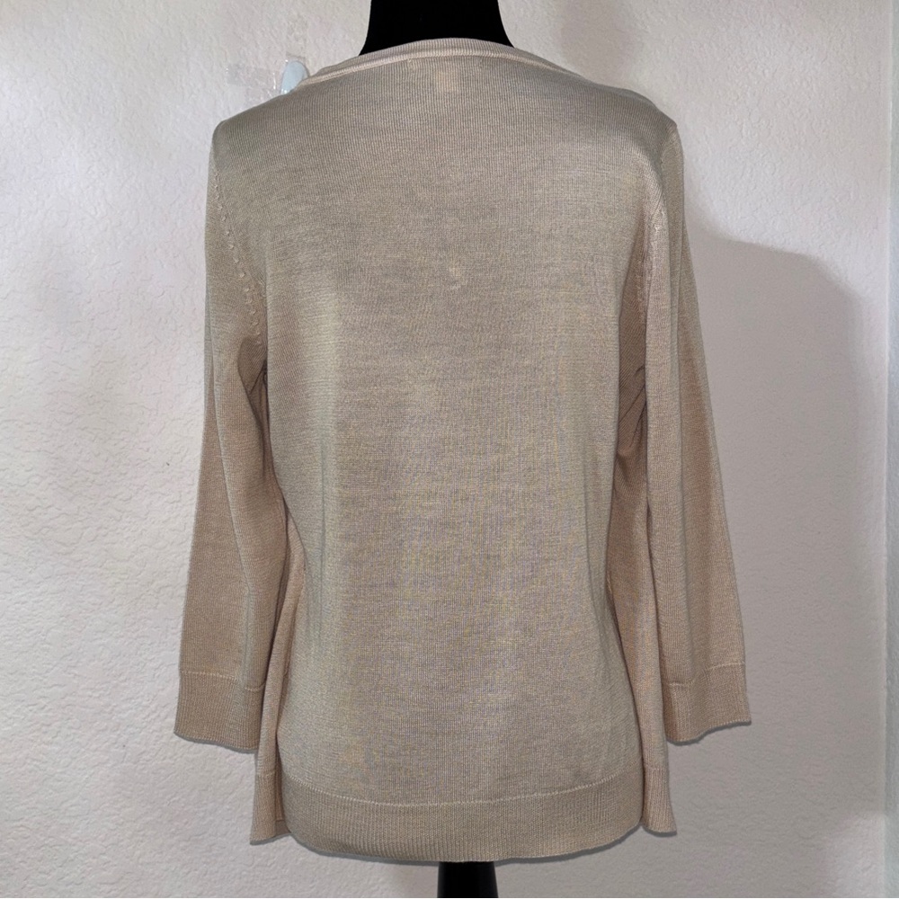New York & Company Beige Cardigan with Floral Top - Picture 4 of 7